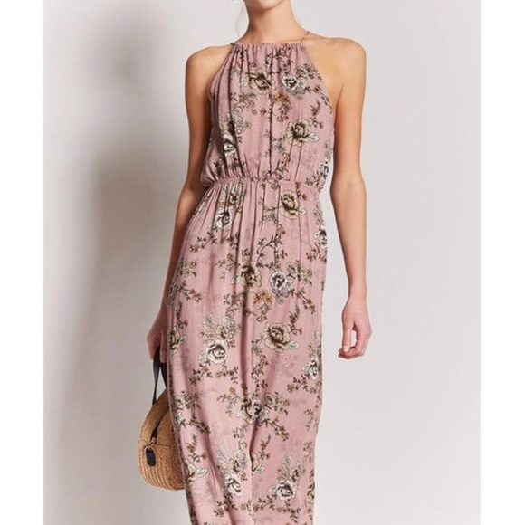 high neck floral maxi dress